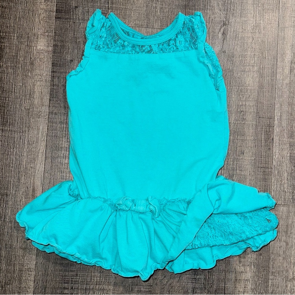 💞 Baby & Toddler Girls Size 4T Turquoise Tunic Tutu Shirt with Lace
